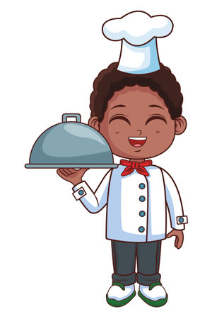 cute chef boy cartoon vector illustration graphic designのイラスト素材