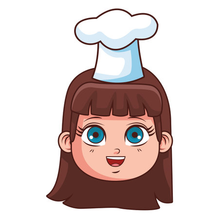 cute chef girl face cartoon vector illustration graphic designのイラスト素材