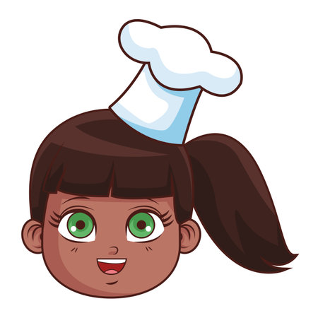 cute chef girl face cartoon vector illustration graphic designのイラスト素材