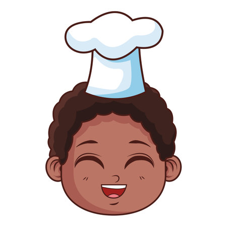 cute chef boy face cartoon vector illustration graphic designのイラスト素材