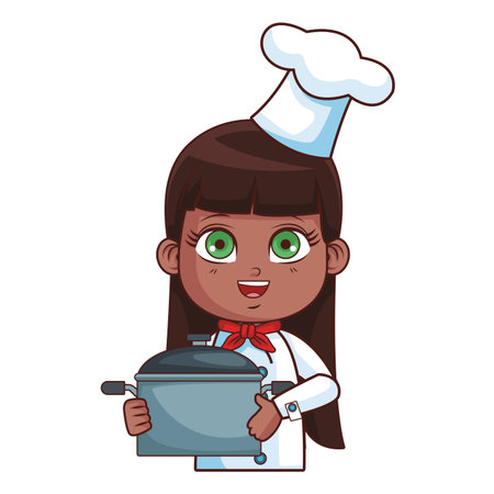 cute chef girl cartoon vector illustration graphic designのイラスト素材