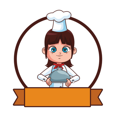 cute chef girl cartoon vector illustration graphic designのイラスト素材