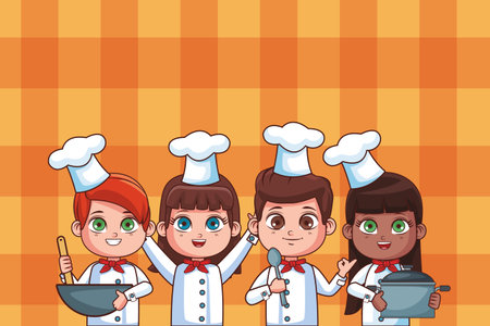 cute chef children cartoon vector illustration graphic designのイラスト素材