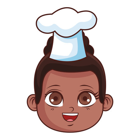 cute chef girl face cartoon vector illustration graphic designのイラスト素材
