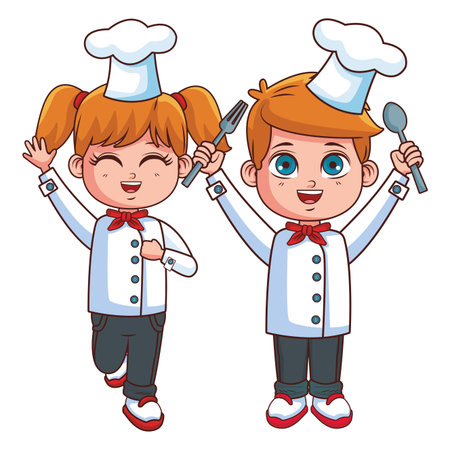 cute chef children cartoon vector illustration graphic designのイラスト素材