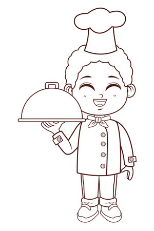 cute chef boy cartoon vector illustration graphic designのイラスト素材