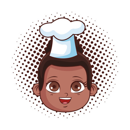 cute chef girl face cartoon vector illustration graphic designのイラスト素材