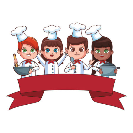 cute chef children cartoon vector illustration graphic designのイラスト素材