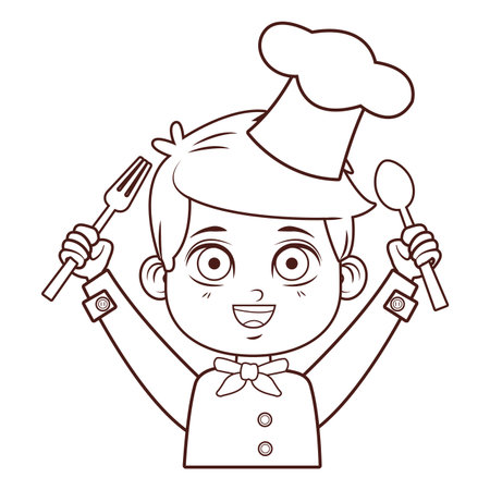 cute chef boy cartoon vector illustration graphic designのイラスト素材