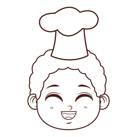 cute chef boy face cartoon vector illustration graphic designのイラスト素材