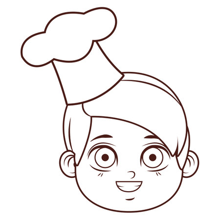 cute chef boy face cartoon vector illustration graphic designのイラスト素材