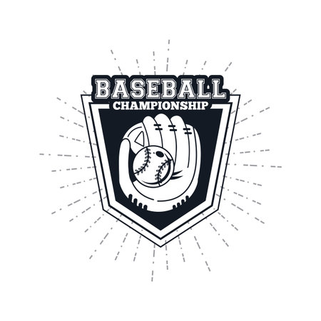 Baseball championship with glove and ball vector illustratatio graphic designのイラスト素材