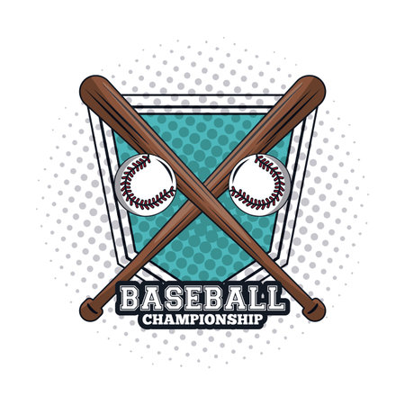 Baseball championship emblem with bats and ball vector illustratatio graphic designのイラスト素材