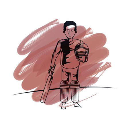 Cricket player with equipment over grunge background vector illustratatio graphic designのイラスト素材