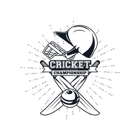 cricket equipment player championship vector illustratatio graphic designのイラスト素材