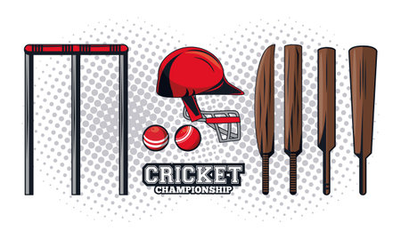 cricket equipment player championship vector illustratatio graphic designのイラスト素材