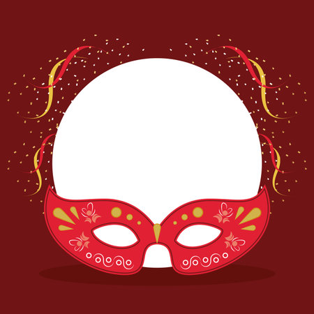 Mardi gras mask with blank round frame and confetti vector illustration graphic designのイラスト素材