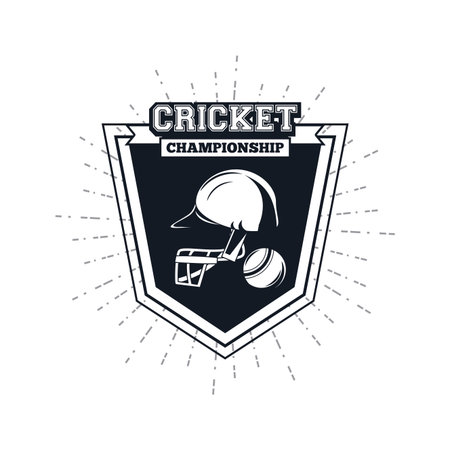 cricket player badge equipment championship vector illustratatio graphic designのイラスト素材