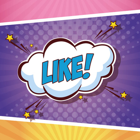 Like pop art speech in bubble over colorful background vector illustration graphic designのイラスト素材