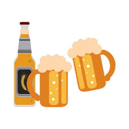 Beer bottle and cups vector illustration graphic designのイラスト素材
