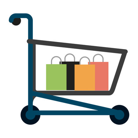 Shopping cart with bags symbol vector illustration graphic designのイラスト素材