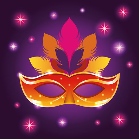 Mari gras mask face brightly card vector illustration graphic designのイラスト素材