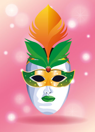 Mari gras mask on white face decorative card vector illustration graphic designのイラスト素材