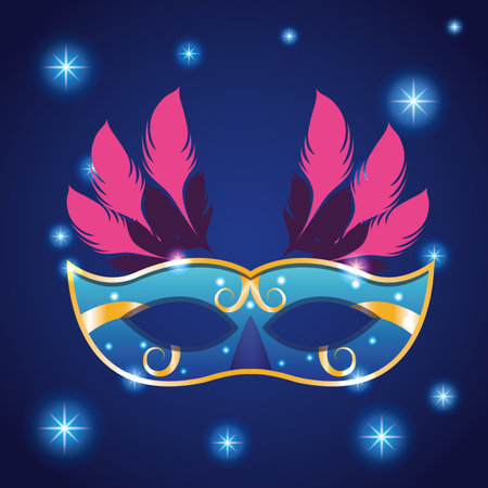 Mari gras mask face brightly card vector illustration graphic designのイラスト素材