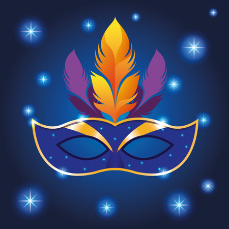 Mari gras mask face brightly card vector illustration graphic designのイラスト素材