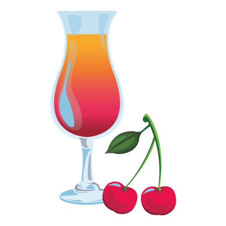 cocktail with cherries colorful in white background vector illustration graphic designのイラスト素材