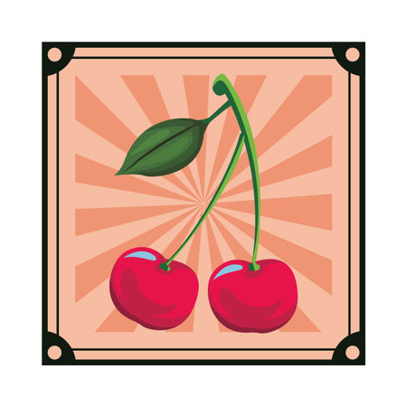 cherries isolated icon colorful frame vector illustration graphic designのイラスト素材