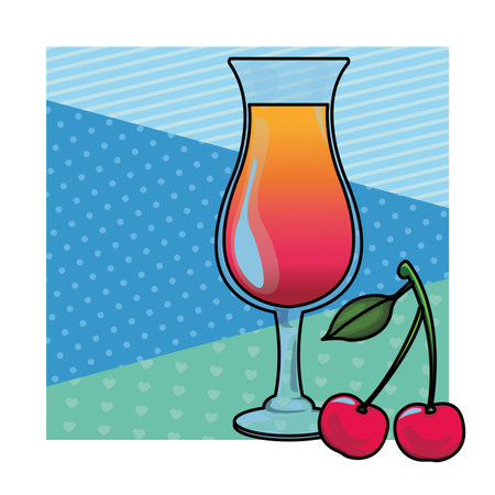 cocktail with cherries colorful vector illustration graphic designのイラスト素材