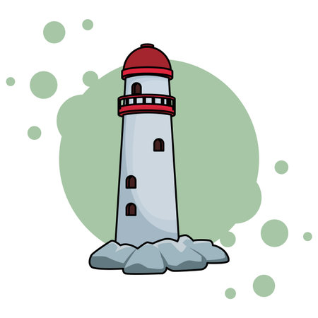 lighthouse isolated icon colorful vector illustration graphic designのイラスト素材