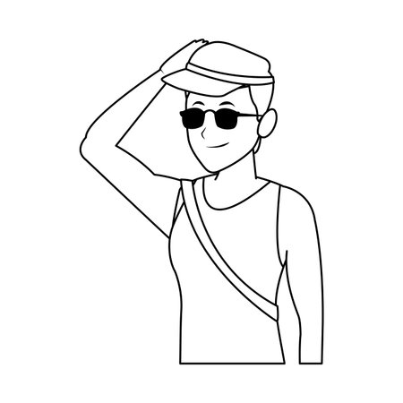 lifeguard man halfbody sunglasses and hat in white background vector illustration graphic designのイラスト素材