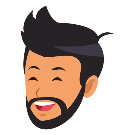 man with beard smiling only face vector illustration graphic designのイラスト素材