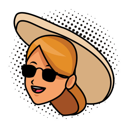 woman beach hat and cocktail isolated in white background vector illustration graphic designのイラスト素材