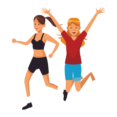 woman doing exercises sport outfit vector illustration graphic designのイラスト素材