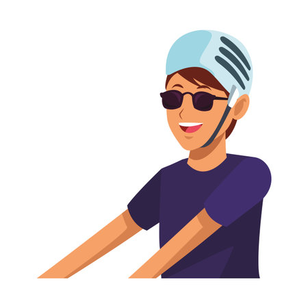 woman with helmet and sunglasses profile vector illustration graphic designのイラスト素材