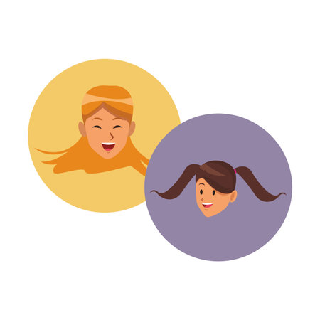 women smiling faces round icons vector illustration graphic designのイラスト素材