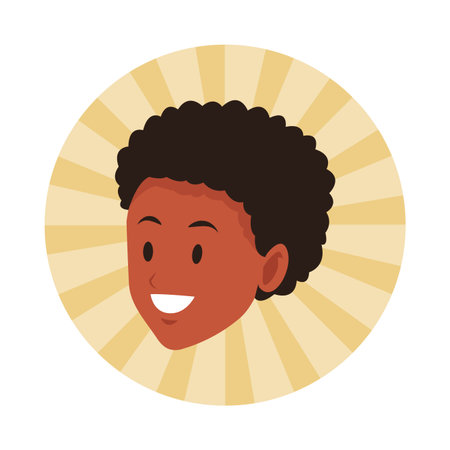 woman afroamerican smiling sport outfit only face round icon vector illustration graphic designのイラスト素材