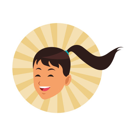 woman with ponytail only face round icon vector illustration graphic designのイラスト素材