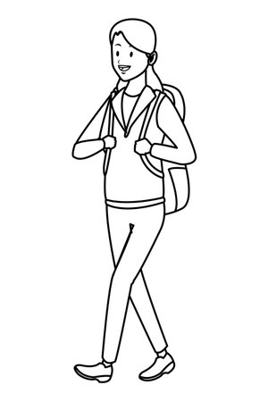 woman with bag casual outfit vector illustration graphic designのイラスト素材