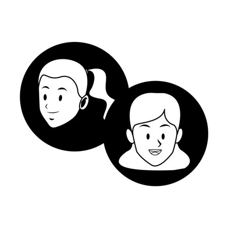 women smiling faces round icons vector illustration graphic designのイラスト素材