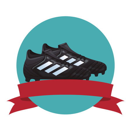 soccer boots icon round icon vector illustration graphic designのイラスト素材