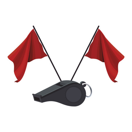 referee whistle and flags waving isolated vector illustration graphic designのイラスト素材