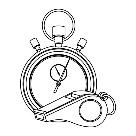 referee whistle and stopwatch vector illustration graphic designのイラスト素材