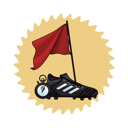 soccer boots and flag stopwatch round icons vector illustration graphic designのイラスト素材
