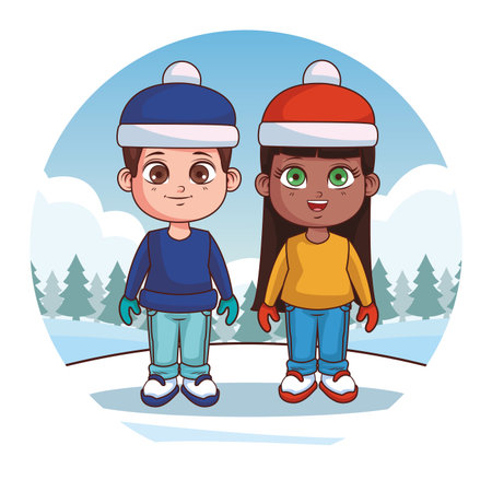cute winter children cartoon vector illustration graphic designのイラスト素材