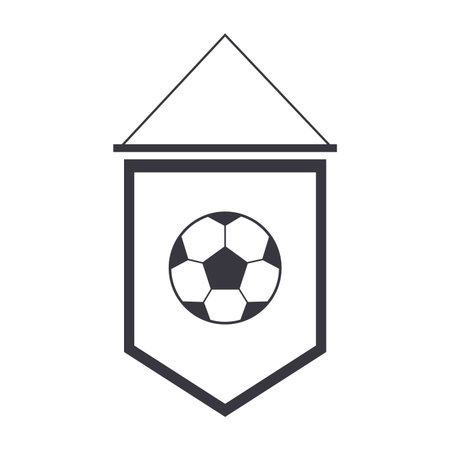 soccer pennant with ball black and white vector illustration graphic designのイラスト素材