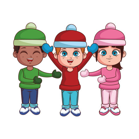 cute winter children cartoon vector illustration graphic designのイラスト素材